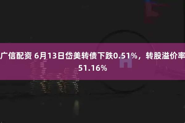 广信配资 6月13日岱美转债下跌0.51%，转股溢价率51.16%