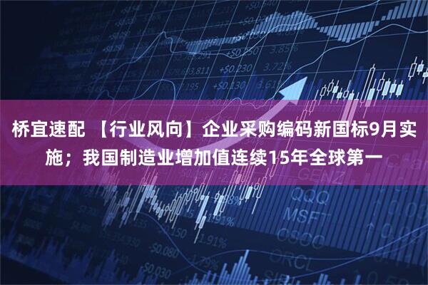 桥宜速配 【行业风向】企业采购编码新国标9月实施；我国制造业增加值连续15年全球第一