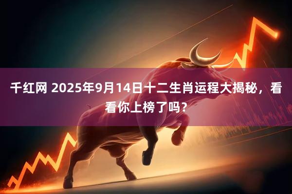 千红网 2025年9月14日十二生肖运程大揭秘，看看你上榜了吗？