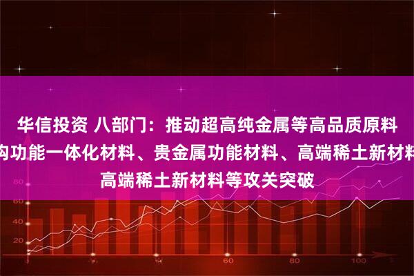华信投资 八部门：推动超高纯金属等高品质原料、铜合金结构功能一体化材料、贵金属功能材料、高端稀土新材料等攻关突破